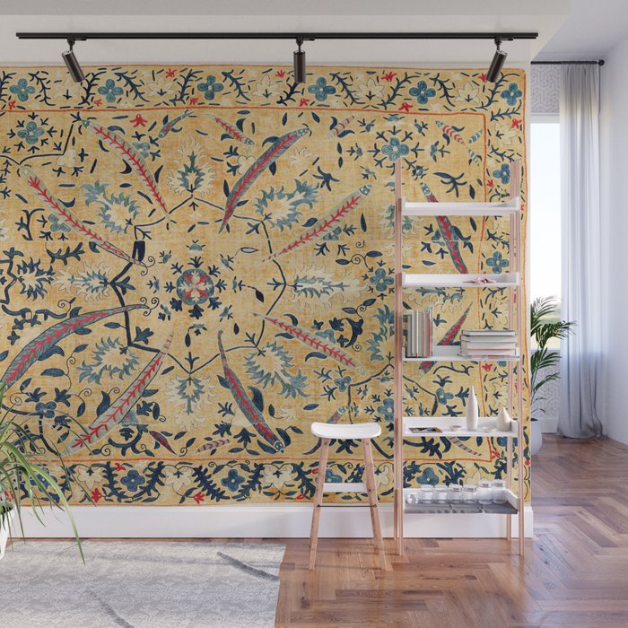 Kermina  Suzani  Antique Uzbekistan Embroidery Print Wall Mural Gallery Image 1