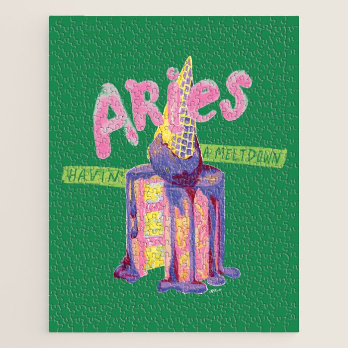 Aries Dessert in Kelly Green & Pink Jigsaw Puzzle Gallery Image 1