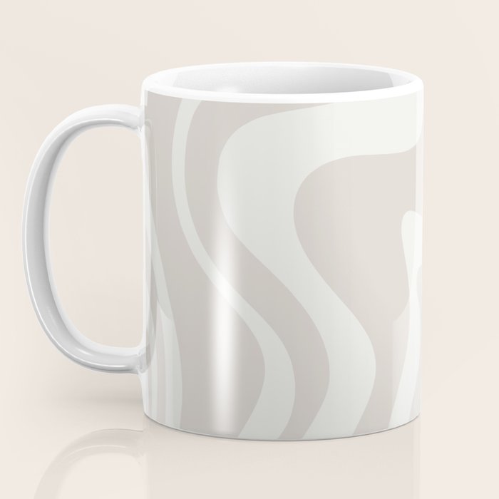 Liquid Swirl Contemporary Abstract Pattern in Mushroom Cream Coffee Mug Gallery Image 3