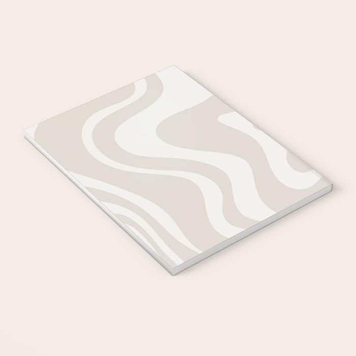 Liquid Swirl Contemporary Abstract Pattern in Mushroom Cream Notebook Gallery Image 3
