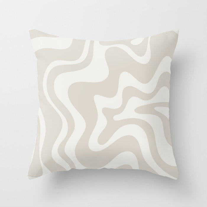 Liquid Swirl Contemporary Abstract Pattern in Mushroom Cream Throw Pillow Gallery Image 6