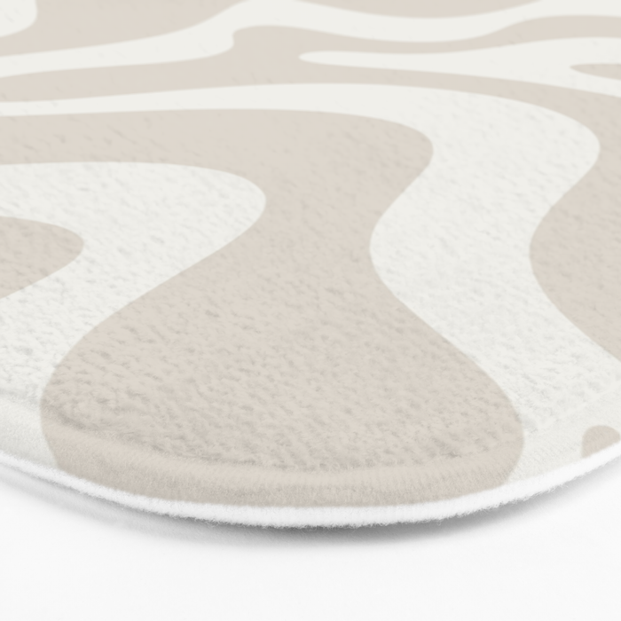 Liquid Swirl Contemporary Abstract Pattern in Mushroom Cream Bath Mat Gallery Image 3
