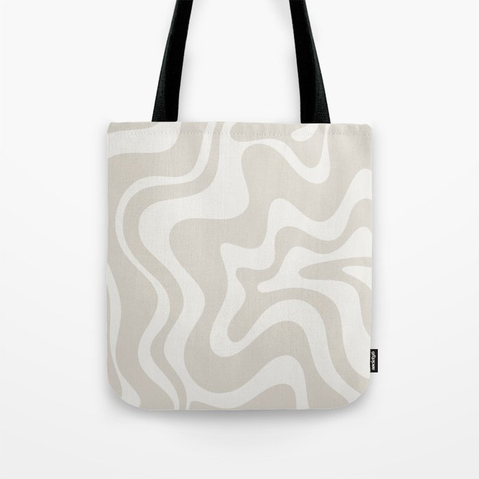 Liquid Swirl Contemporary Abstract Pattern in Mushroom Cream Tote Bag Gallery Image 1