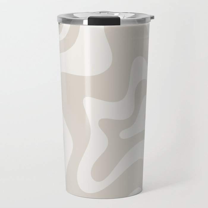 Liquid Swirl Contemporary Abstract Pattern in Mushroom Cream Travel Mug Gallery Image 1