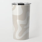 Liquid Swirl Contemporary Abstract Pattern in Mushroom Cream Travel Mug Gallery Image 1