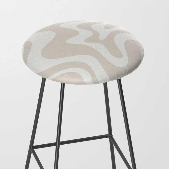 Liquid Swirl Contemporary Abstract Pattern in Mushroom Cream Stool Gallery Image 2
