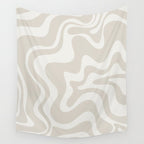 Liquid Swirl Contemporary Abstract Pattern in Mushroom Cream Wall Tapestry Gallery Image 4