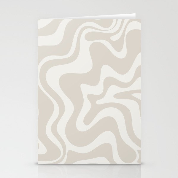 Liquid Swirl Contemporary Abstract Pattern in Mushroom Cream Stationery Card Gallery Image 2