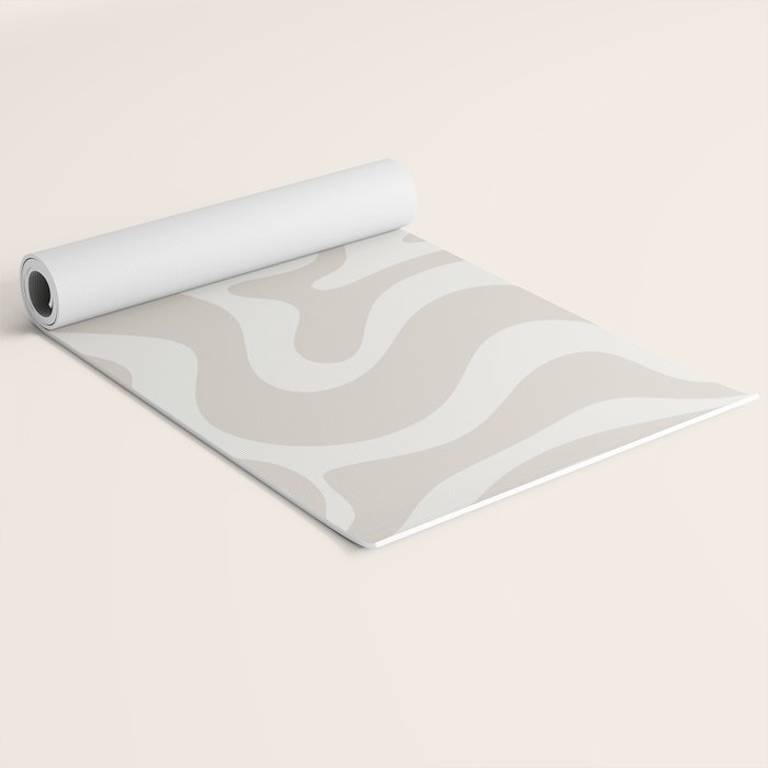Liquid Swirl Contemporary Abstract Pattern in Mushroom Cream Yoga Mat Gallery Image 2