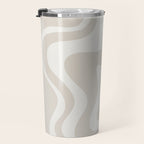 Liquid Swirl Contemporary Abstract Pattern in Mushroom Cream Travel Mug Gallery Image 3