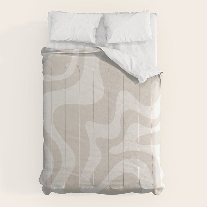 Liquid Swirl Contemporary Abstract Pattern in Mushroom Cream Comforter Gallery Image 6