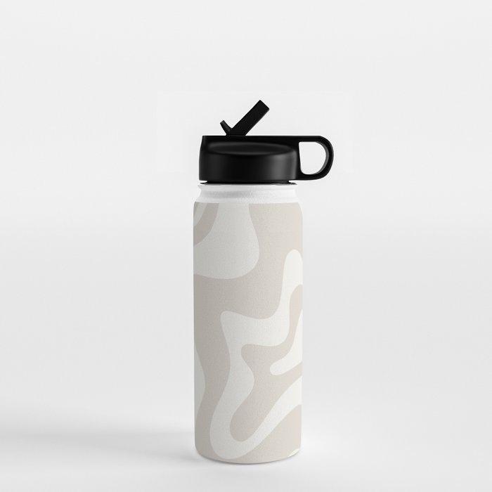 Liquid Swirl Contemporary Abstract Pattern in Mushroom Cream Water Bottle Gallery Image 1
