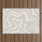 Liquid Swirl Contemporary Abstract Pattern in Mushroom Cream Outdoor Rug Gallery Image 1