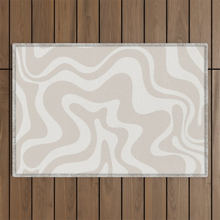 Liquid Swirl Contemporary Abstract Pattern in Mushroom Cream Outdoor Rug Gallery Image 1