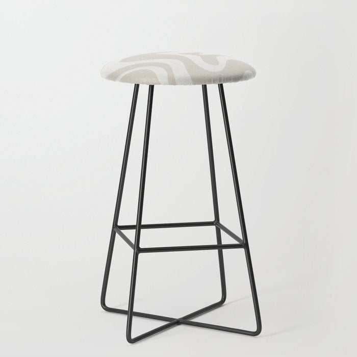 Liquid Swirl Contemporary Abstract Pattern in Mushroom Cream Stool Gallery Image 1