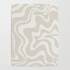 Liquid Swirl Contemporary Abstract Pattern in Mushroom Cream Poster Gallery Image 4