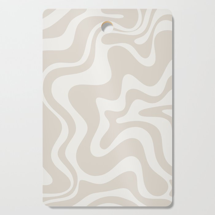 Liquid Swirl Contemporary Abstract Pattern in Mushroom Cream Cutting Board Gallery Image 1
