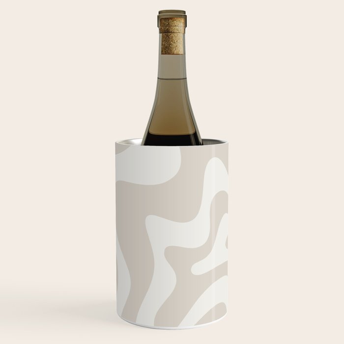 Liquid Swirl Contemporary Abstract Pattern in Mushroom Cream Wine Chiller Gallery Image 1