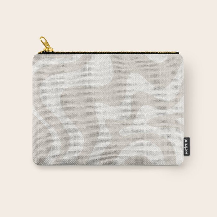 Liquid Swirl Contemporary Abstract Pattern in Mushroom Cream Carry All Pouch Gallery Image 1