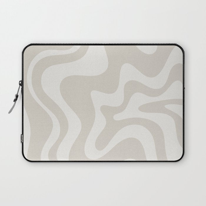 Liquid Swirl Contemporary Abstract Pattern in Mushroom Cream Laptop Sleeve Gallery Image 1