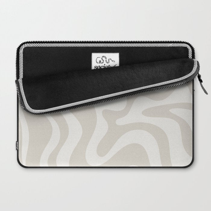 Liquid Swirl Contemporary Abstract Pattern in Mushroom Cream Laptop Sleeve Gallery Image 2
