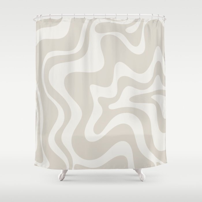 Liquid Swirl Contemporary Abstract Pattern in Mushroom Cream Shower Curtain Gallery Image 1