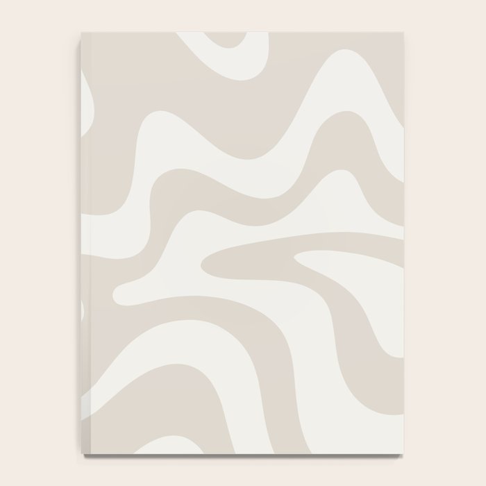 Liquid Swirl Contemporary Abstract Pattern in Mushroom Cream Notebook Gallery Image 4