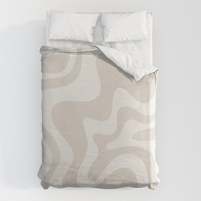 Liquid Swirl Contemporary Abstract Pattern in Mushroom Cream Duvet Cover Gallery Image 6