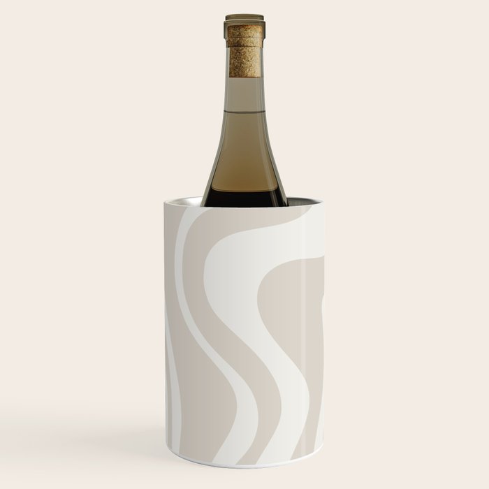 Liquid Swirl Contemporary Abstract Pattern in Mushroom Cream Wine Chiller Gallery Image 2