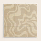 Liquid Swirl Contemporary Abstract Pattern in Mushroom Cream Wood Wall Art Gallery Image 1