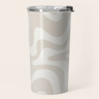 Liquid Swirl Contemporary Abstract Pattern in Mushroom Cream Travel Mug Gallery Image 2