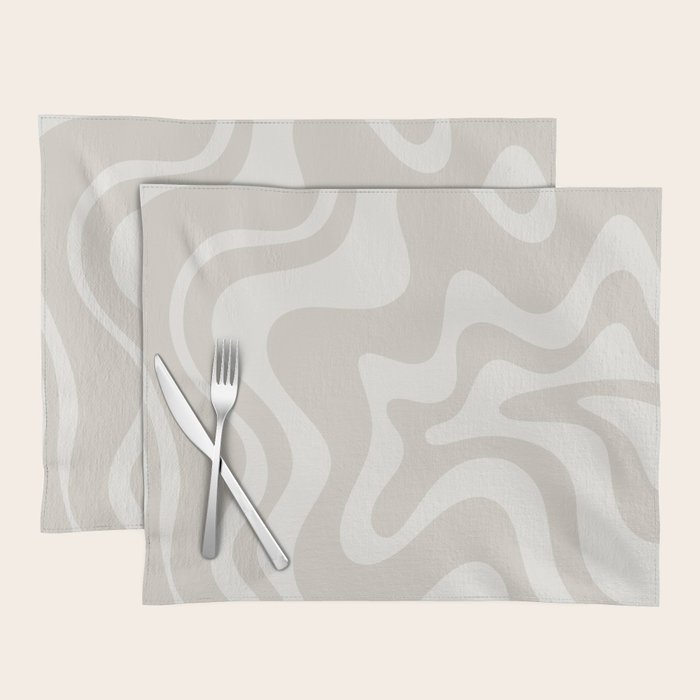 Liquid Swirl Contemporary Abstract Pattern in Mushroom Cream Placemat Gallery Image 1