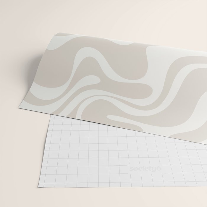 Liquid Swirl Contemporary Abstract Pattern in Mushroom Cream Wrapping Paper Gallery Image 2