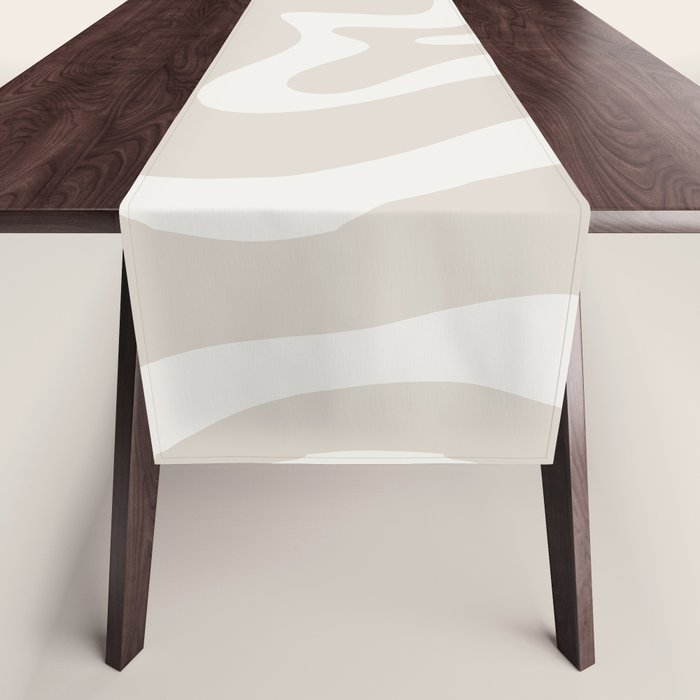 Liquid Swirl Contemporary Abstract Pattern in Mushroom Cream Table Runner Gallery Image 1
