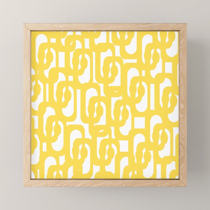 Mid Century Modern Loops Pattern in Yellow and White Mini Art Print Gallery Image 1