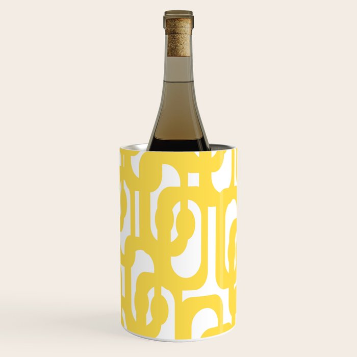 Mid Century Modern Loops Pattern in Yellow and White Wine Chiller Gallery Image 2