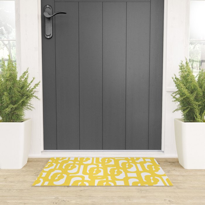Mid Century Modern Loops Pattern in Yellow and White Welcome Mat Gallery Image 3
