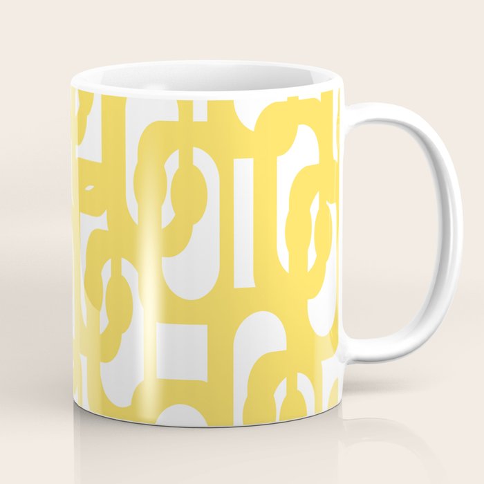 Mid Century Modern Loops Pattern in Yellow and White Coffee Mug Gallery Image 1