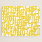 Mid Century Modern Loops Pattern in Yellow and White Jigsaw Puzzle Gallery Image 1