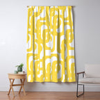 Mid Century Modern Loops Pattern in Yellow and White Window Curtain Gallery Image 5