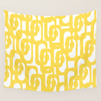 Mid Century Modern Loops Pattern in Yellow and White Wall Tapestry Gallery Image 4