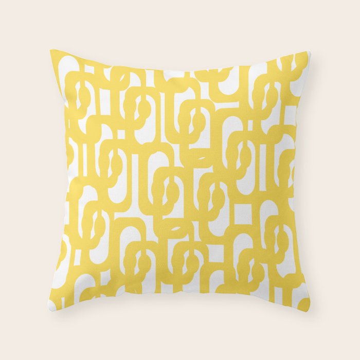 Mid Century Modern Loops Pattern in Yellow and White Throw Pillow Gallery Image 6
