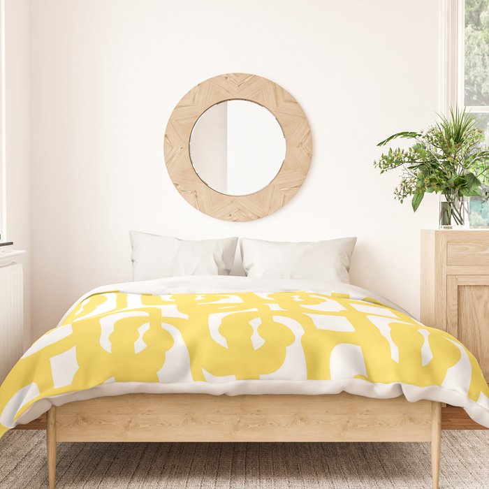 Mid Century Modern Loops Pattern in Yellow and White Duvet Cover Gallery Image 3