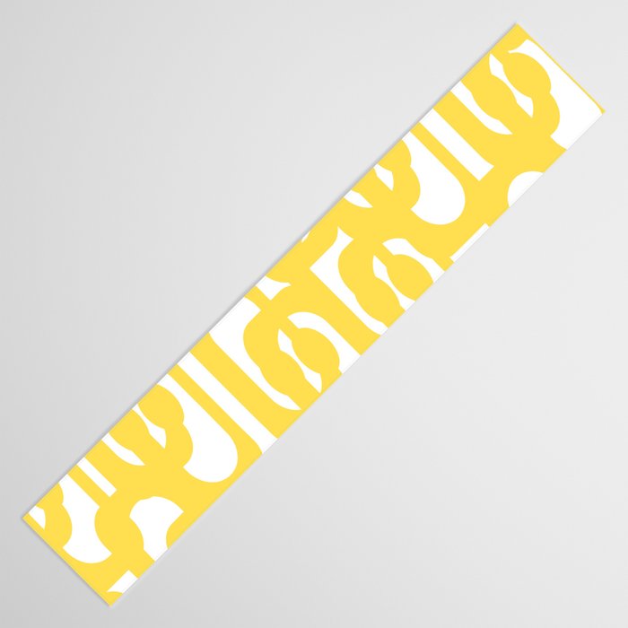 Mid Century Modern Loops Pattern in Yellow and White Table Runner Gallery Image 3