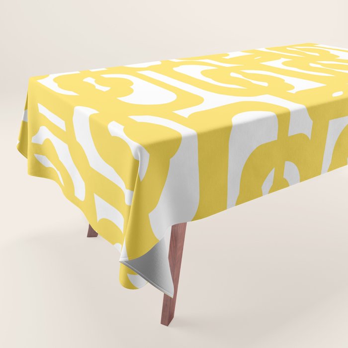 Mid Century Modern Loops Pattern in Yellow and White Tablecloth Gallery Image 1