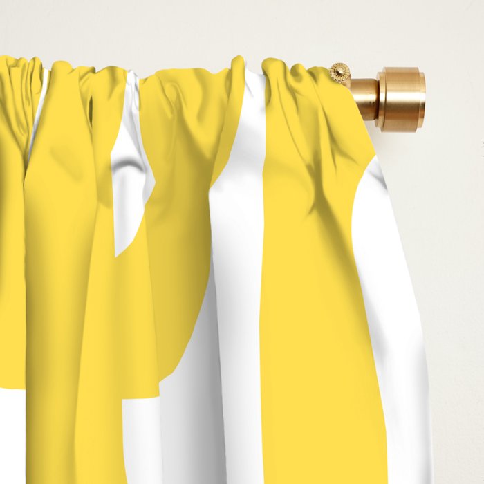 Mid Century Modern Loops Pattern in Yellow and White Window Curtain Gallery Image 2