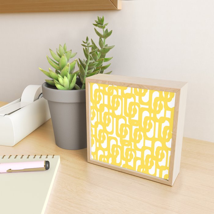 Mid Century Modern Loops Pattern in Yellow and White Mini Art Print Gallery Image 2