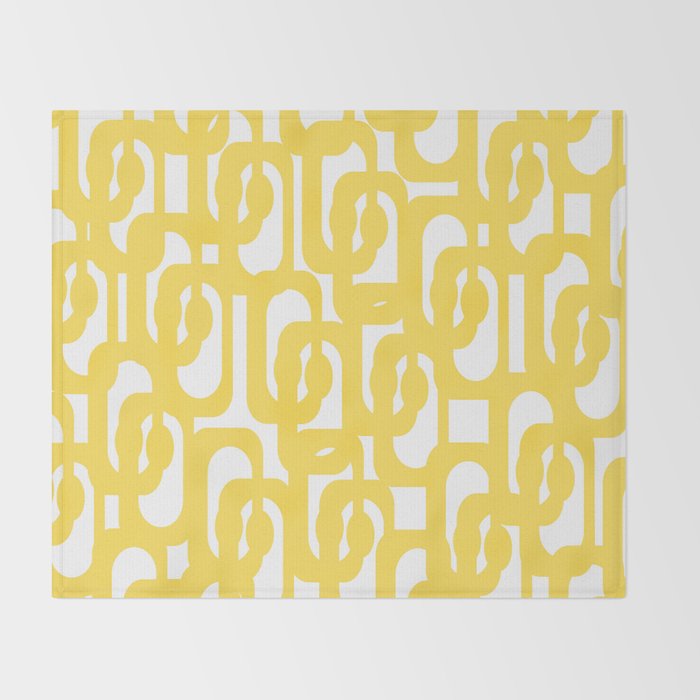 Mid Century Modern Loops Pattern in Yellow and White Throw Blanket Gallery Image 2