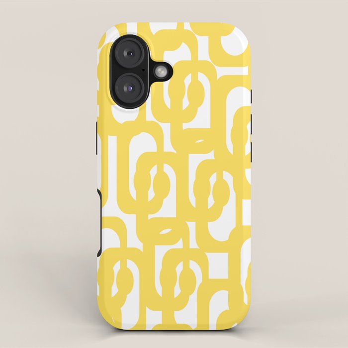 Mid Century Modern Loops Pattern in Yellow and White iPhone Case Gallery Image 1