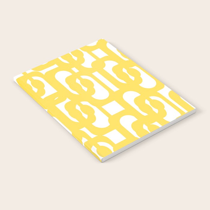 Mid Century Modern Loops Pattern in Yellow and White Notebook Gallery Image 2